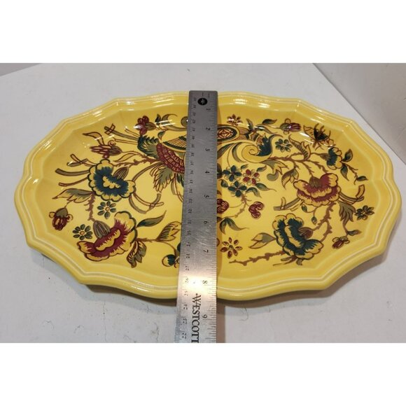 Vtg Salins France Abondance Stoneware Platter Yellow Floral Retro Scalloped Edge - Picture 12 of 12